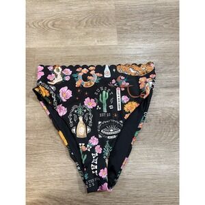 REPOSHING Aqua Bendita Black Floral Bikini Bottom